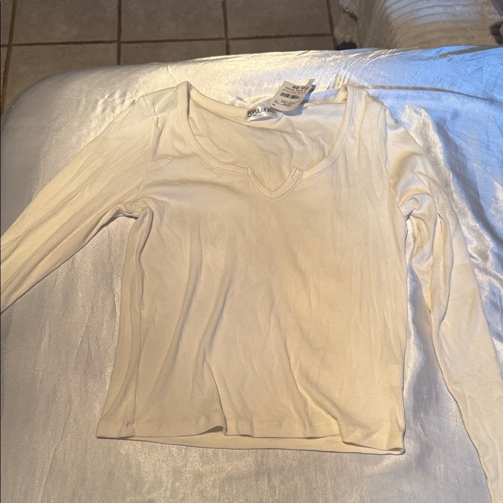 Chic Cream V-Neck Blouse